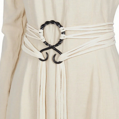 Women’s Bohemian Rope Belt - Adjustable Braided Waist Belt with Fringe and Loop Knot