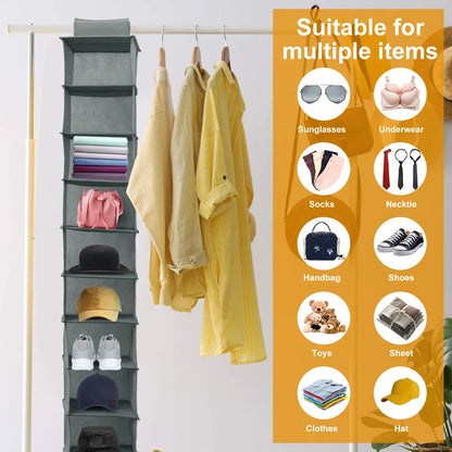 10-Shelf Hanging Shoe Organizer – Foldable Non-Woven Fabric Space-Saving Shoe Rack Multipurpose Storage