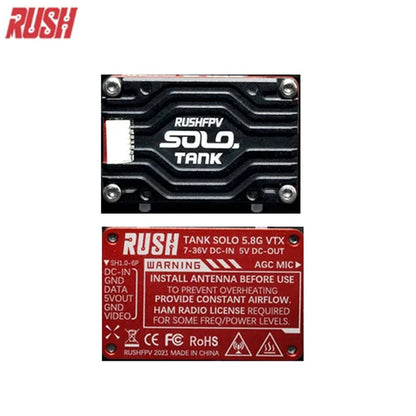 RUSHFPV RUSH TANK SOLO 5.8G VTX Video Transmitter – 48CH 1.6W High Power CNC Shell with Built-in Microphone for RC FPV Racing Drone