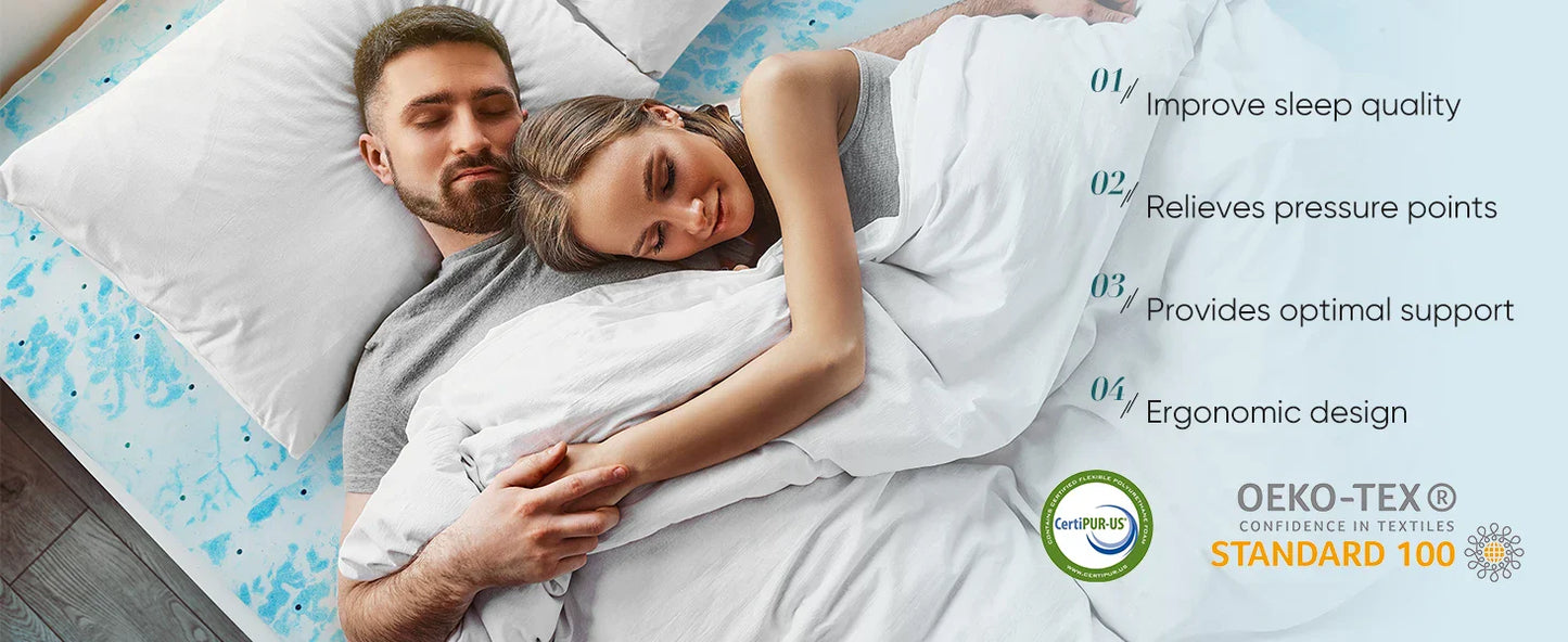 2-3 Inch Gel Memory Foam Mattress Topper - Full Size Cooling, Soft, and Breathable Bed Topper for School Bedroom