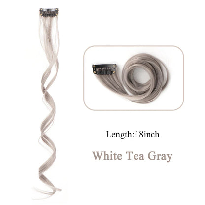 HUAYA 18" Synthetic Clip-In Colorful Curly Hair Extension – Ombre Pink Purple Red Blue Hair Piece