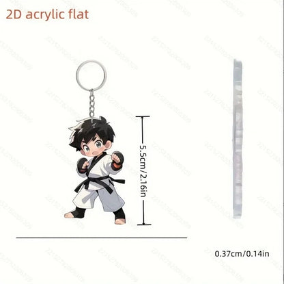 2D Flat Taekwondo Kung Fu Acrylic Keychain – Car Rearview Mirror and Backpack Pendant Accessory Gift