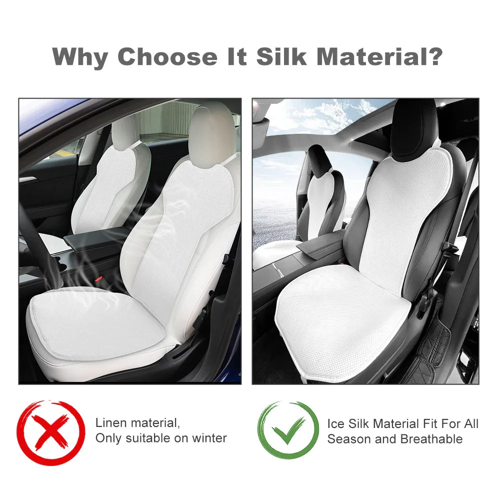 Tesla Model 3 Highland 2024 Ice Silk Car Seat Cushion – Breathable All-Season Seat Cover & Back Seat Protector Interior Accessory