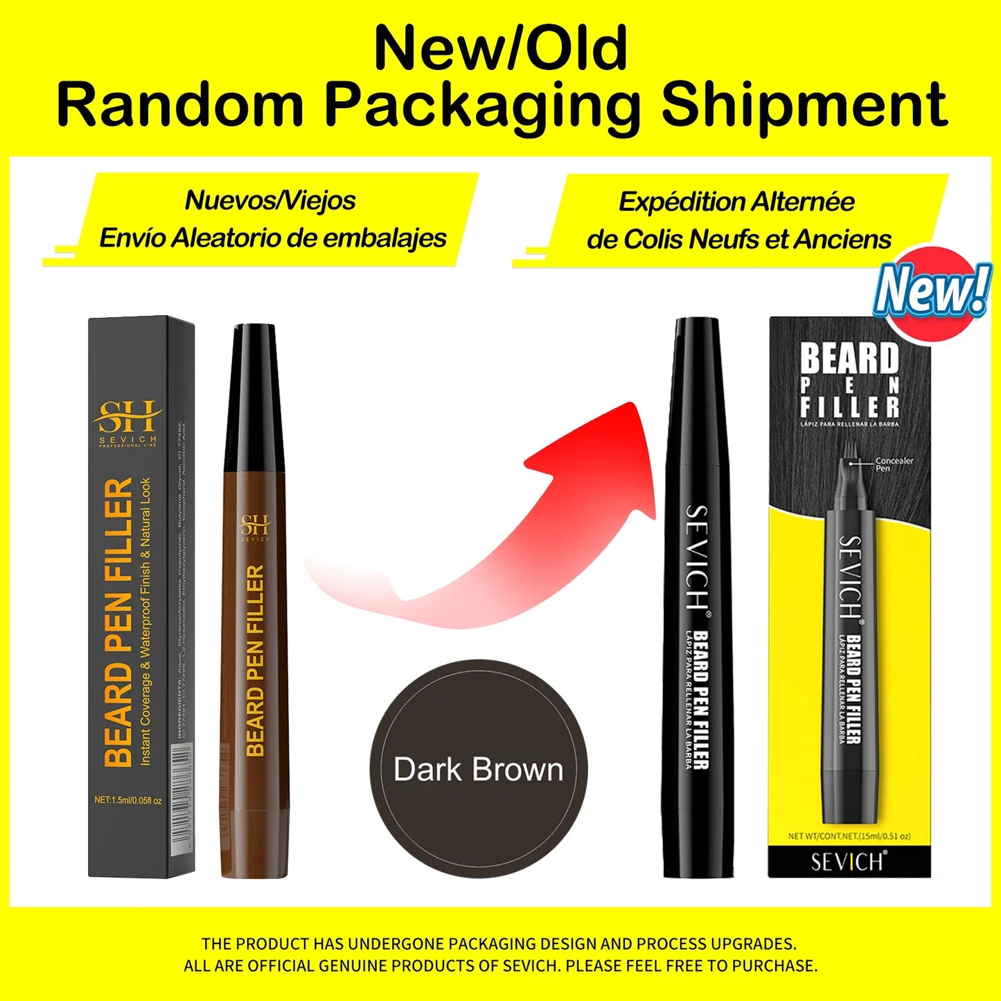 Waterproof Beard Filler Pen - Black Moustache & Beard Coloring Enhancer for Fuller-Looking Facial Hair