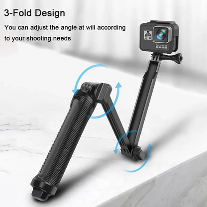 3-Fold Waterproof Selfie Stick & Mini Tripod – 3-Way Monopod Stand for GoPro 7–12, Insta360, Osmo Action Cameras