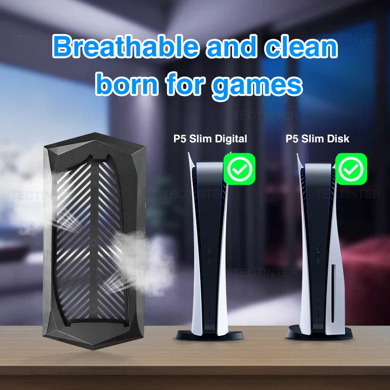 PS5 Slim Vertical Stand Base – Non-Slip Console Support with Built-in Cooling Vents for PlayStation 5 Slim
