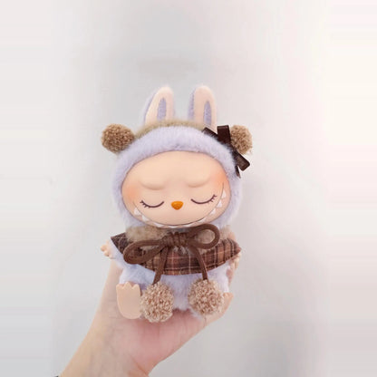 17cm Labubu Plush Doll Clothes – Macaron Outfit, Hair Accessories, DIY Clothing for V1 V2 Dolls & Kids Gift