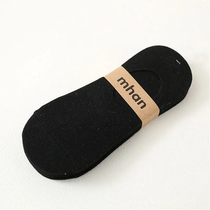 5 Pairs Women's Silicone Invisible Boat Socks - Summer Solid Color Ankle Socks, Soft Cotton Slipper, Size 35-40 EUR