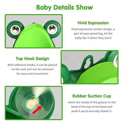 Cute Frog Potty Training Urinal for Boys with Fun Aiming Target - Toilet Trainer for Children, Stand Vertical Pee for Infants and Toddlers