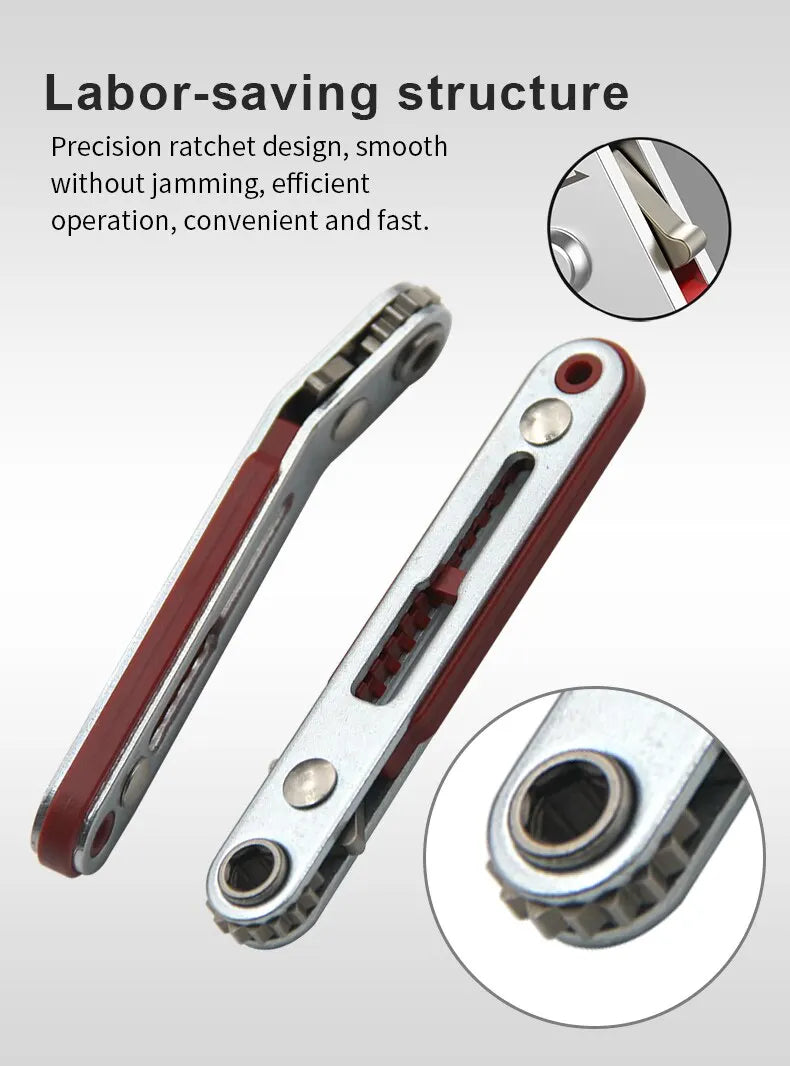 Multifunctional Bidirectional Ratchet Screwdriver — Forward & Reverse Elbow Wrench with Flat and Cross Heads