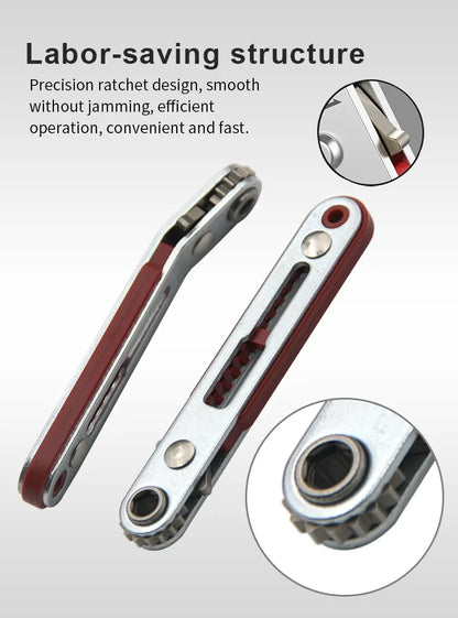 Multifunctional Bidirectional Ratchet Screwdriver — Forward & Reverse Elbow Wrench with Flat and Cross Heads