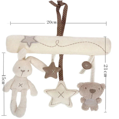 2025 Hanging Plush Toy – Rabbit Baby Hand Bell Safety Seat Toy, Multifunctional Stroller Mobile Gift