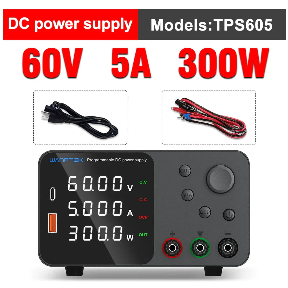 Lab Bench Switching Power Supply – Adjustable 30V 10A, 60V 5A, 120V Digital Voltage Stabilizer for Laboratory