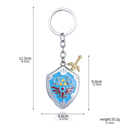 Zelda Hylian Shield & Master Sword Keychain – Cosplay Pendant Keyring for Fans
