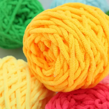 100g Chenille Knitting Yarn – Soft Thick Cotton Ice Strip Wool for DIY Hand Knitting Scarves & Crafts