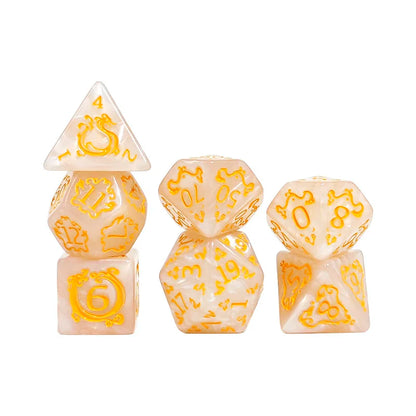 DND 7-Piece Dragon Pattern Polyhedral Dice Set – Role-Playing D&D TRPG Board Game Accessories