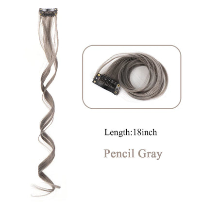 HUAYA 18" Synthetic Clip-In Colorful Curly Hair Extension – Ombre Pink Purple Red Blue Hair Piece