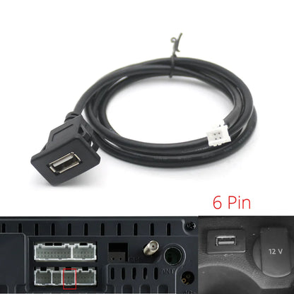 Dual USB Dashboard Mount Panel Extension Cable – 4/6 Pin Shielded Adapter for Car, Truck, Boat, Motorcycle, Android Head Unit