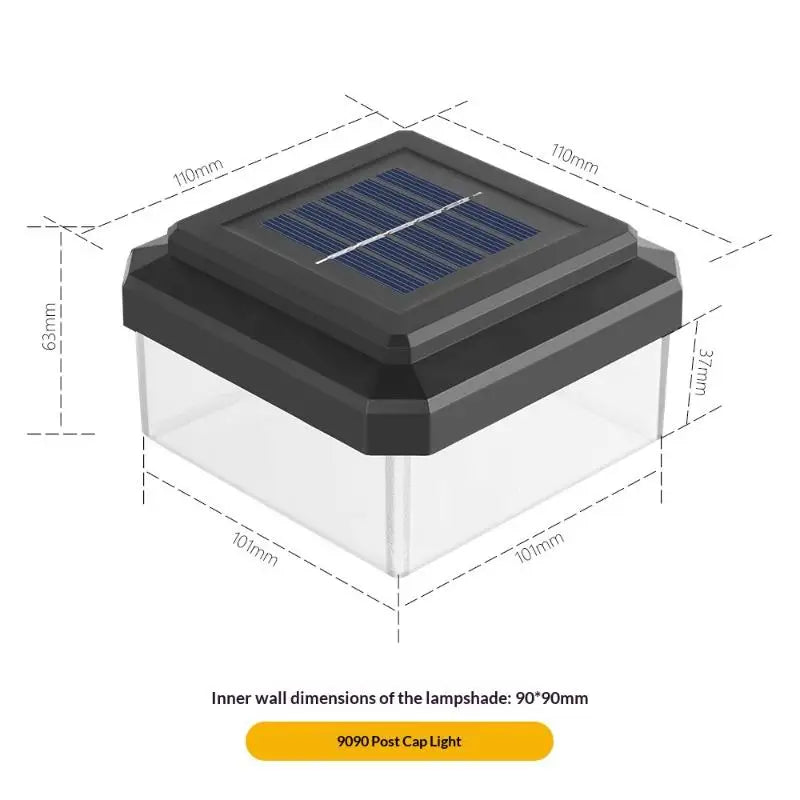 Solar Post Cap Light - IP65 Waterproof LED Outdoor Fence, Deck, Garden & Pathway Lighting