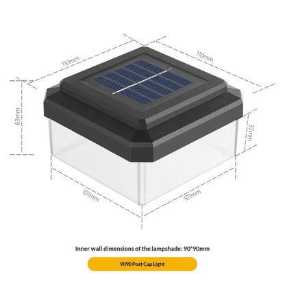 Solar Post Cap Light - IP65 Waterproof LED Outdoor Fence, Deck, Garden & Pathway Lighting