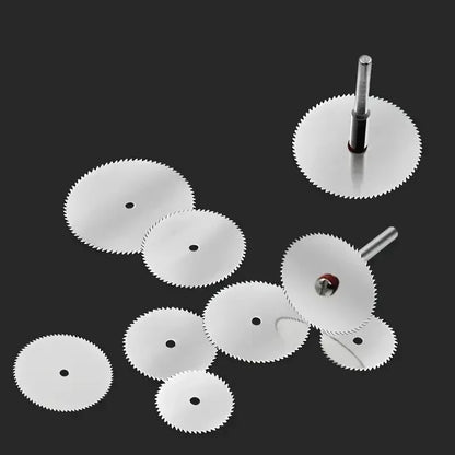 11Pcs Mini Circular Saw Blade Set - Precision Cutting Discs with Rod for Wood, Metal & DIY Craft Projects