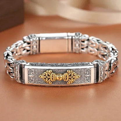 Retro Silver Chain Bracelet - Fashionable Men's Jewelry with Creative Personality Style