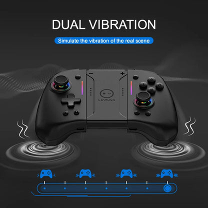 LinYuvo KS42 Meteor Light Wireless Joypad — 8-Color RGB Controller for Switch/Lite/OLED with Programmable Buttons, Turbo & Vibration