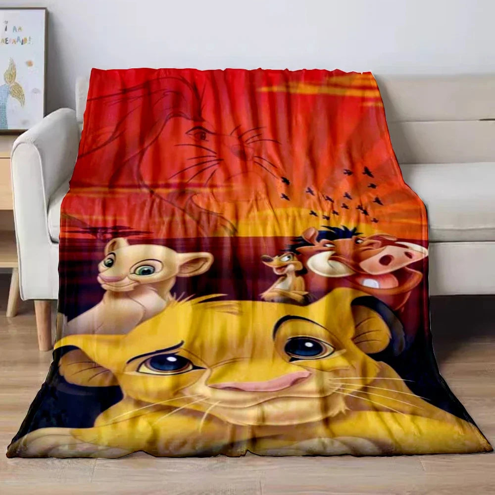 Lion King Simba Cartoon Flannel Blanket – Soft Cozy Throw for Sofa, Bed, Car, Camping, Travel & Kids Gift