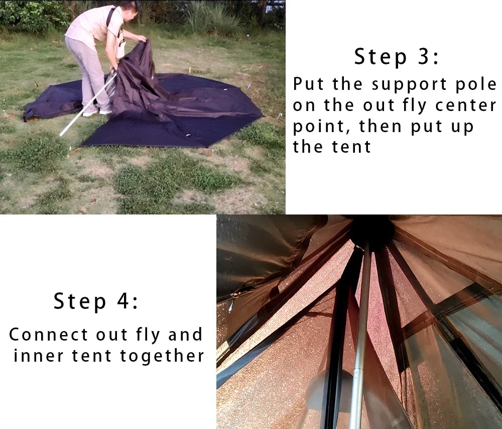 Camping Hot Tent with Chimney Window - Ultralight Tipi Teepee Pyramid, Double Layer Bushcraft Tent for 1 Person