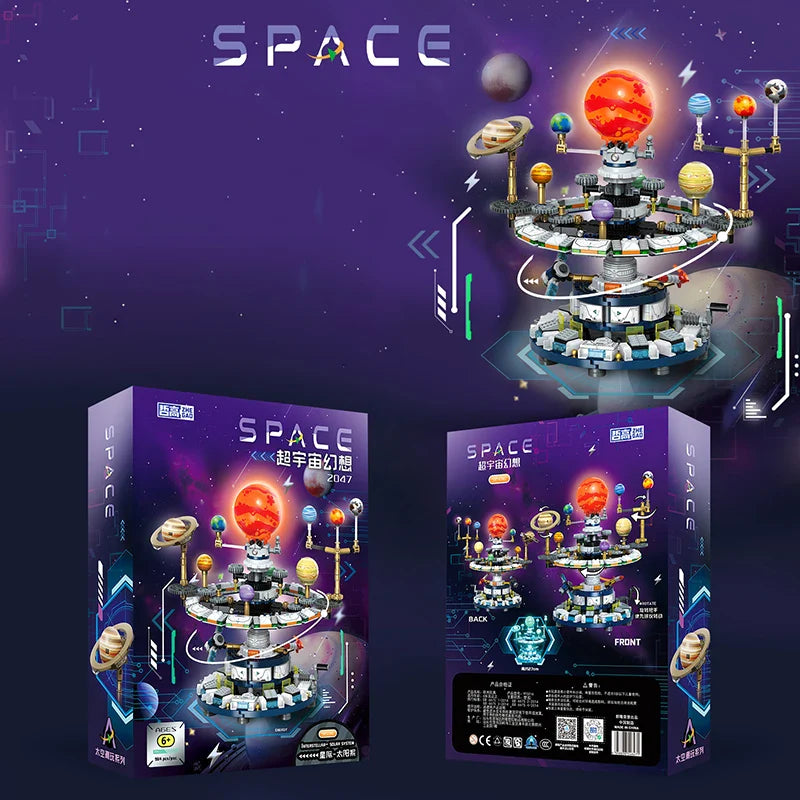 Rotating Solar System Building Blocks Set – Interstellar Space Science Educational Assemble Bricks Toy Gift