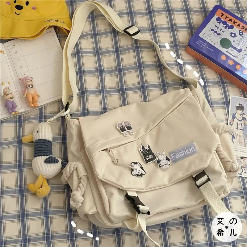 Youth Fashion Nylon Crossbody Bag – Large Capacity Canvas Shoulder Messenger School Bag for Women & Girls