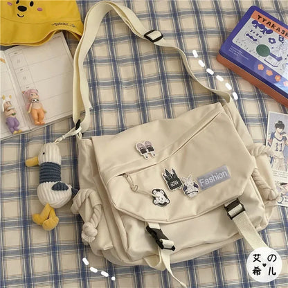 Youth Fashion Nylon Crossbody Bag – Large Capacity Canvas Shoulder Messenger School Bag for Women & Girls