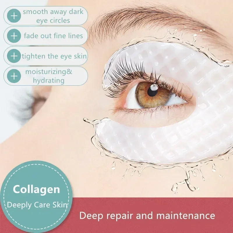 Collagen Eye Mask – Wrinkle Removal, Firming & Moisturizing Patches with Hyaluronic Acid for Smooth Eye Skin