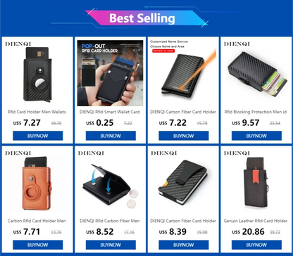 RFID Credit Card Holder Metal Slim Wallet for Men & Women, Pop-Up Minimalist Small Black Purse, Mini Wallet