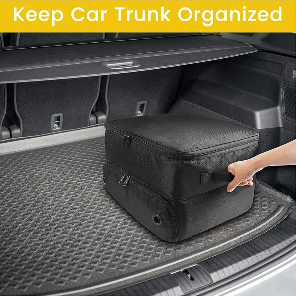 Car Trunk Organizer Golf Shoe Bag – Collapsible Outdoor Trunk Accessory with Portable Golf Ball Box, Unisex