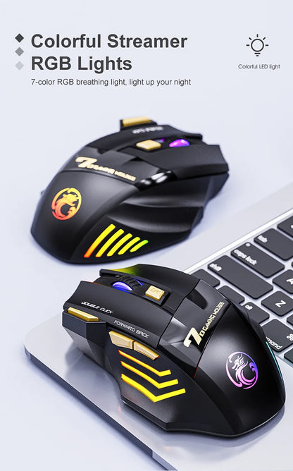 IMICE GW-X7 Wireless Gaming Mouse | 3200DPI, Dual Mode, Rechargeable, 7 Keys, Silent, Bluetooth, 7-Color LED