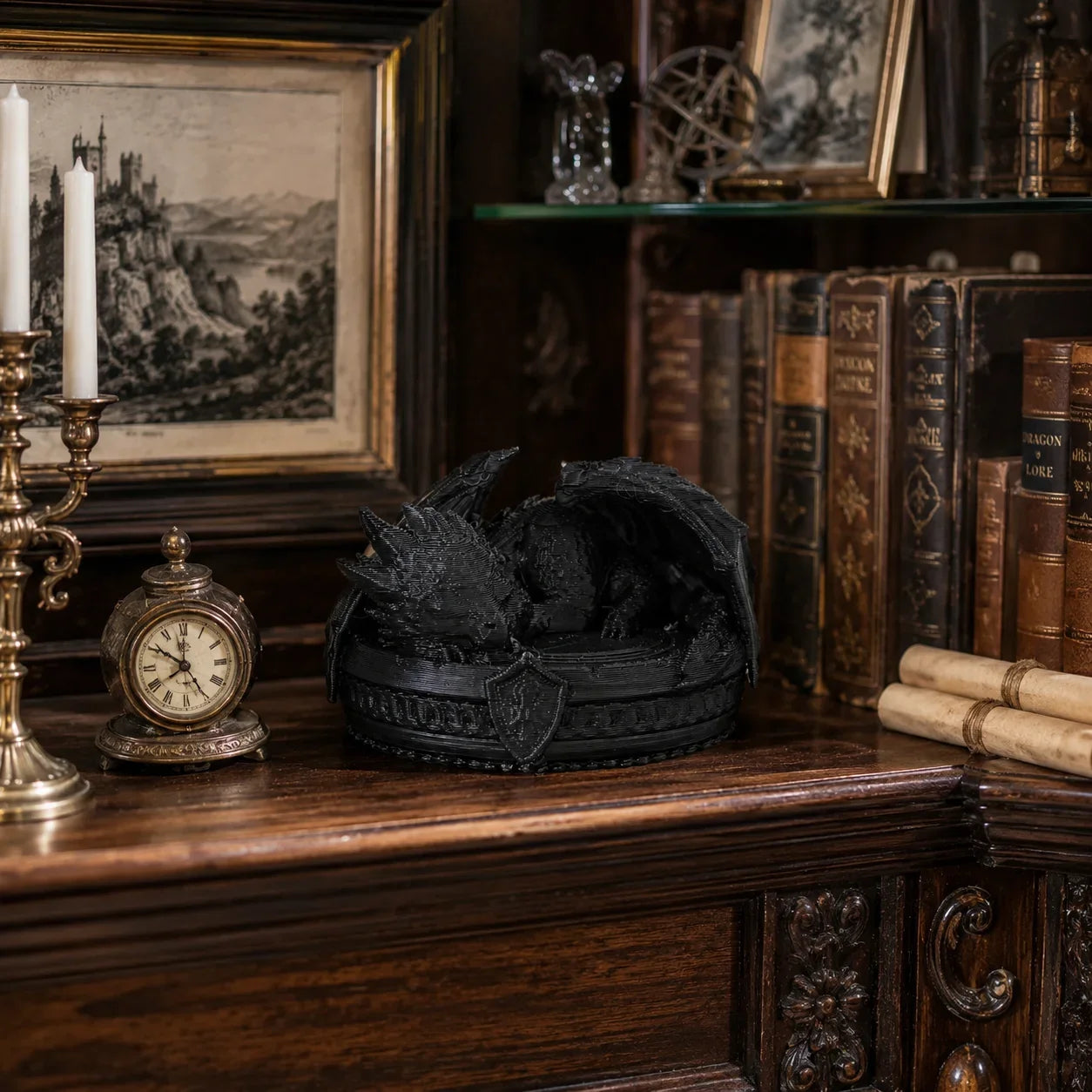 Mini Sleeping Dragon Figurine - Cute Tabletop & Bookshelf Decor for Collectors