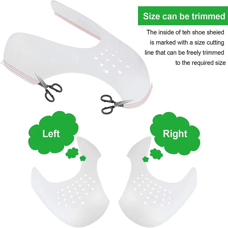 4Pcs Shoe Crease Protector - Anti-Bending Crack Toe Cap Support for Sneakers - Lightweight Shield to Keep Shoes Looking New