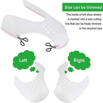 4Pcs Shoe Crease Protector - Anti-Bending Crack Toe Cap Support for Sneakers - Lightweight Shield to Keep Shoes Looking New