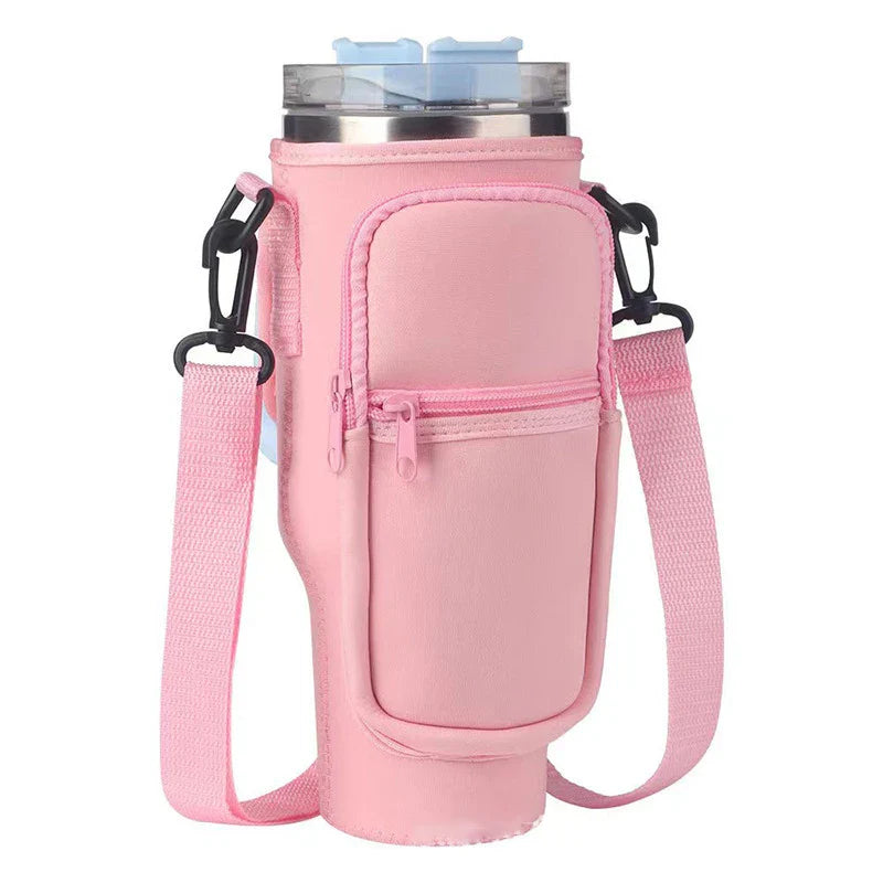 Water Bottle Carrier Bag for Stanley 40oz – Holder with Phone Pocket & Adjustable Strap, Stanley Cup Accessory