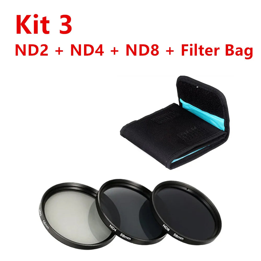 UV, FLD, CPL, ND (ND2/4/8), Star, Yellow Grad, Grey Filter Kit with Cleaning Set — Fits 37mm to 82mm Lenses