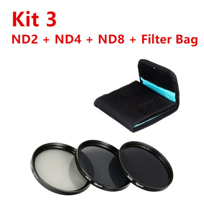 UV, FLD, CPL, ND (ND2/4/8), Star, Yellow Grad, Grey Filter Kit with Cleaning Set — Fits 37mm to 82mm Lenses