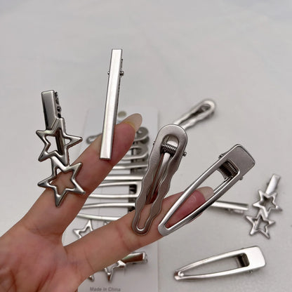 Silver Metal Hair Clips for Women & Girls | Y2K Duckbill Hairpin, Bangs Side Barrettes