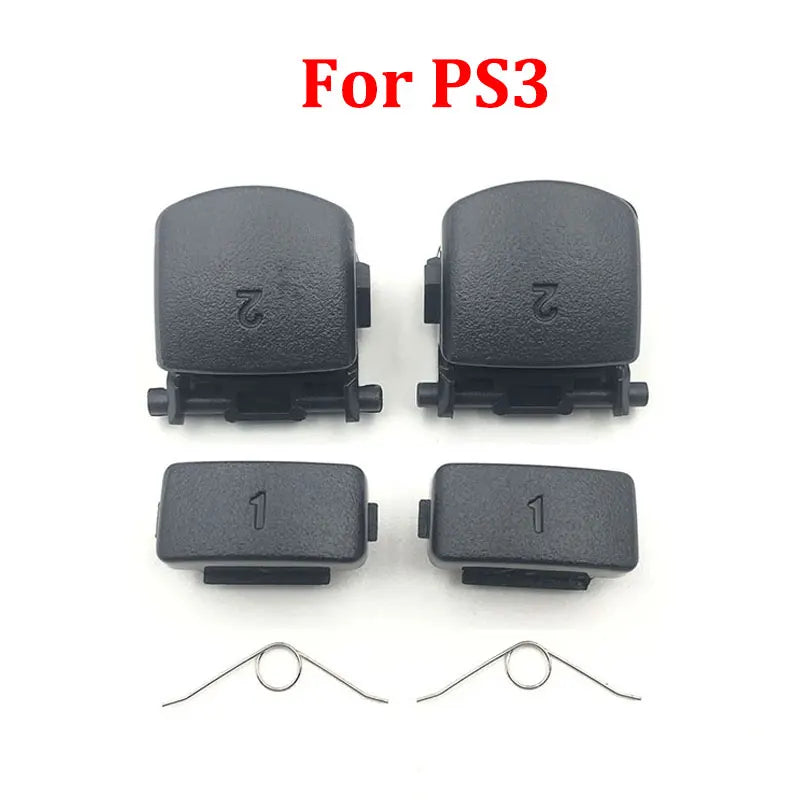JCD PS3/PS4/PS5 Controller Replacement Trigger Buttons Set – L1 R1 L2 R2 Game Keys with Springs (Black)