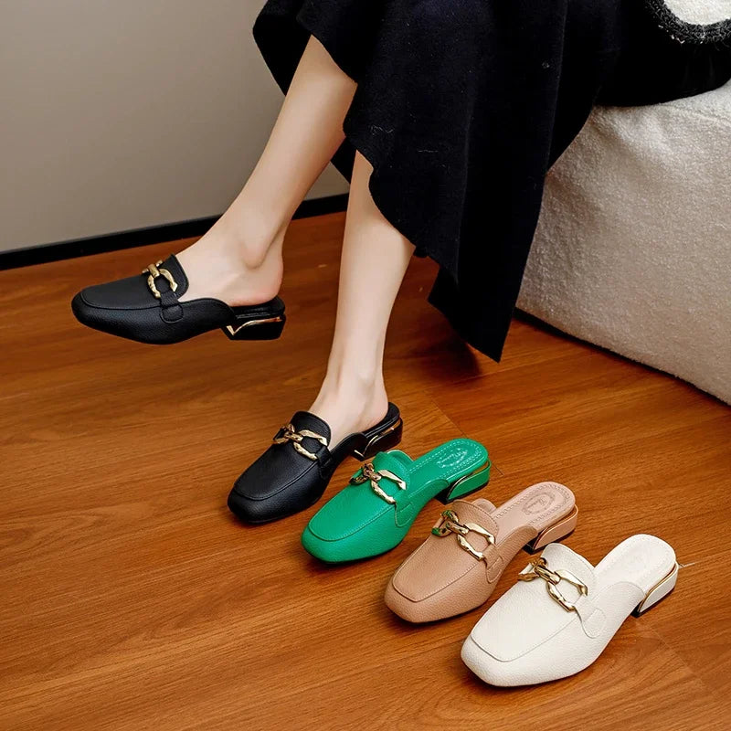 2024 Spring Summer Women’s Straw Mules – Bowknot Round Toe Fisherman Slippers