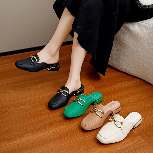 2024 Spring Summer Women’s Straw Mules – Bowknot Round Toe Fisherman Slippers