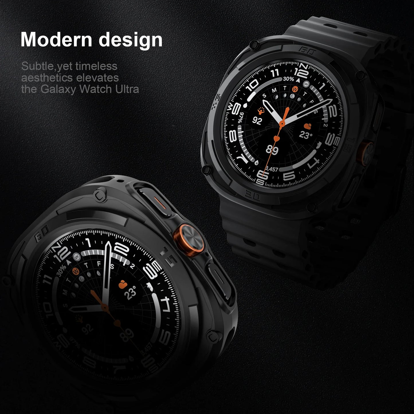 Samsung Galaxy Watch Ultra 47mm Screen Protector - Hard PC Frame Protective Bumper Case & Cover Accessories