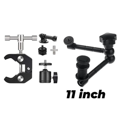 7"/11" Articulating Magic Arm with Super Clamp – DSLR Camera Rig Mount for Monitor, LED Light & Video Accessories