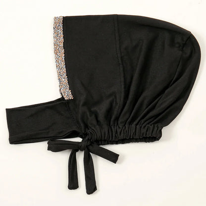 Women’s Modal Rhinestone Hijab Cap - Soft Muslim Turban Underscarf Bonnet for Secure Headwrap Styling