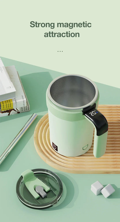 Automatic Rechargeable Electric Coffee Cup Stirrer – Stainless Steel Magnetic Self-Stirring Mug with Detachable Base